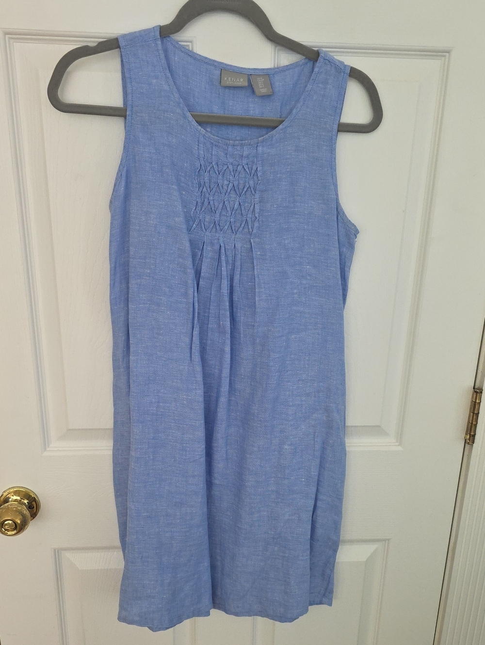 Kenar Light Blue Sleeveless Smocked Front Shift Dress Size S
